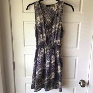Navy and Cream Print Dress